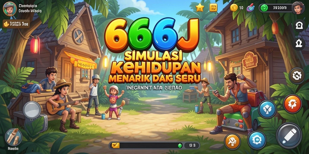 Screenshot gameplay 666J menampilkan berbagai interaksi karakter dalam kehidupan sehari-hari.