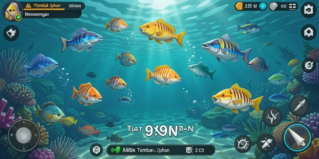 Gameplay menembak ikan yang seru dan menantang.