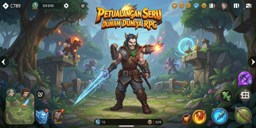 Tampilan aksi seru dalam gameplay RPG C789 yang menawan.