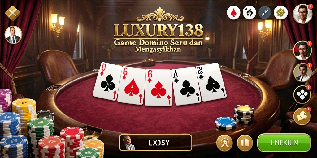 Screenshot LUXURY138 menampilkan permainan Domino yang seru dengan grafis menawan.