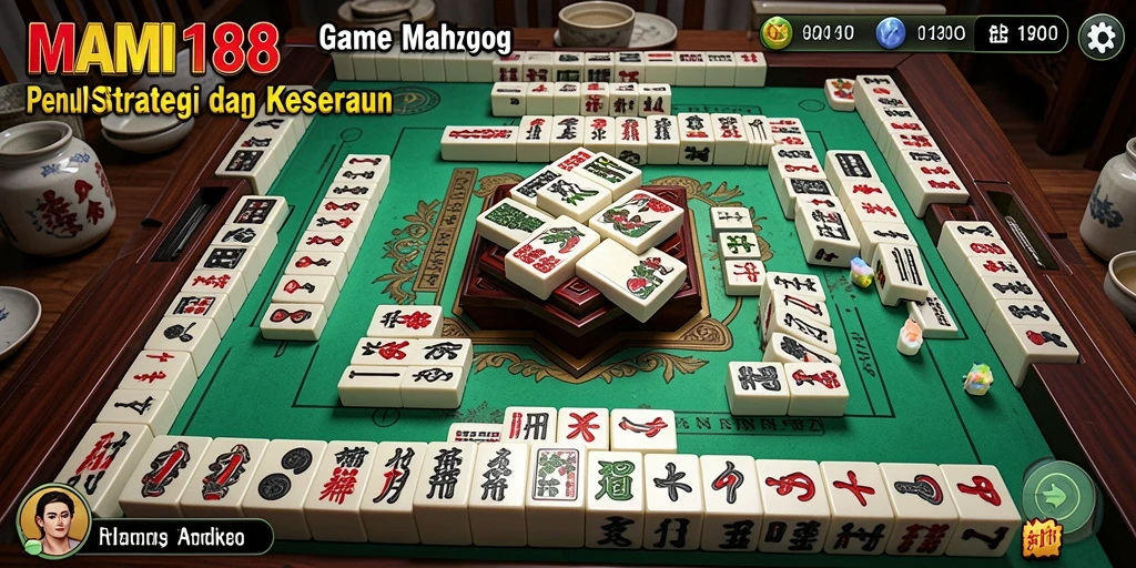 Screenshot MAMI188 menampilkan gameplay Mahjong yang seru dan interaktif.