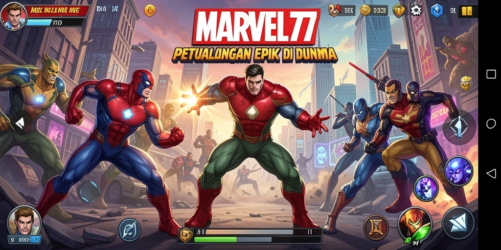 Tampilan gameplay petualangan di dunia Marvel yang menakjubkan.