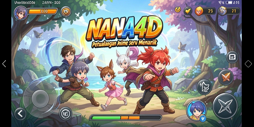 Tampilan gameplay seru dan karakter anime menarik di NANA4D.