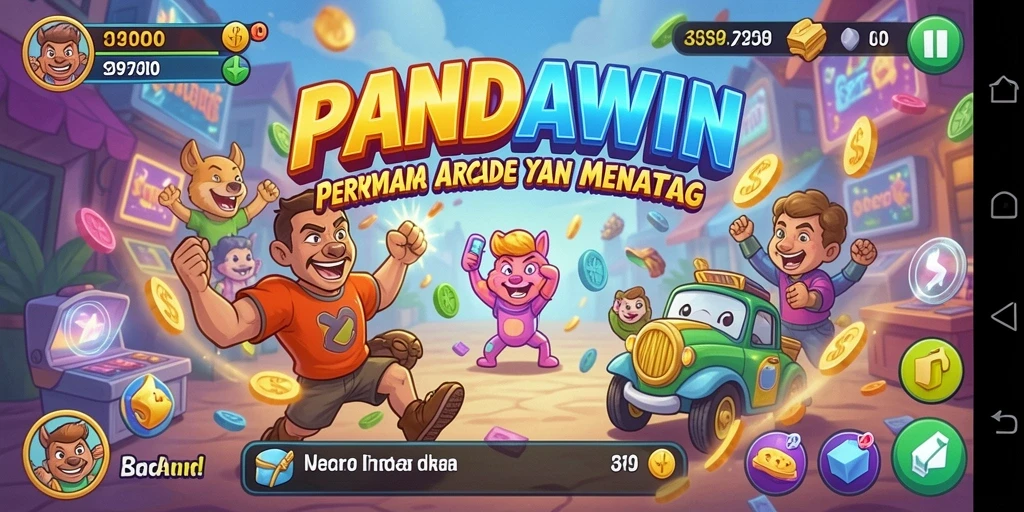 Screenshot utama PANDAWIN menampilkan gameplay Arcade yang seru dan dinamis.