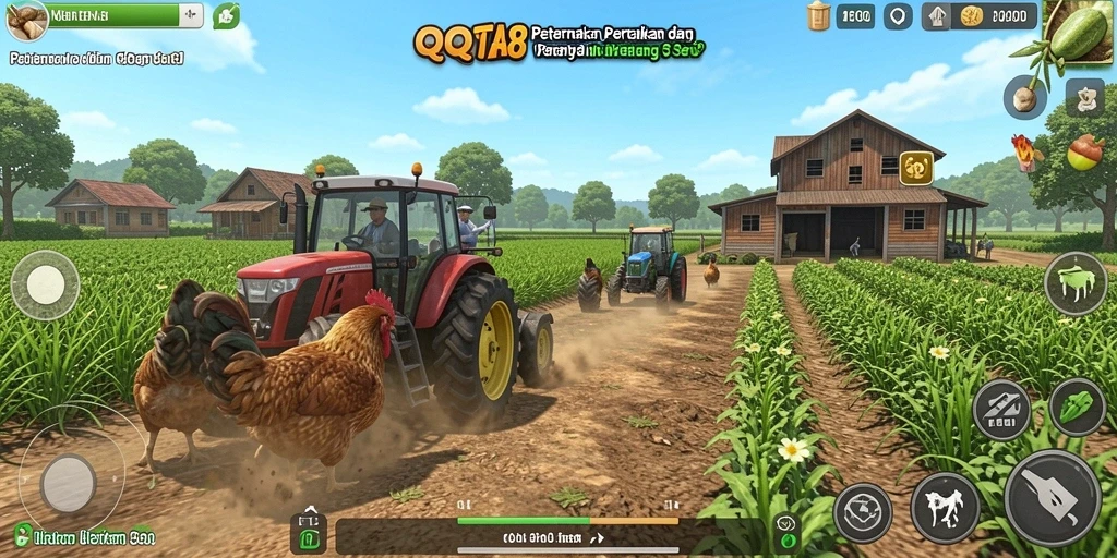 Gameplay QQSTAR88 yang menampilkan pertanian yang menakjubkan dan interaksi sosial.