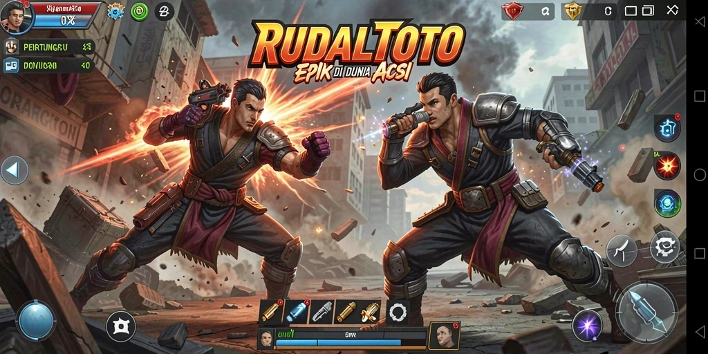 Tampilan gameplay seru dari pertarungan di RUDALTOTO.