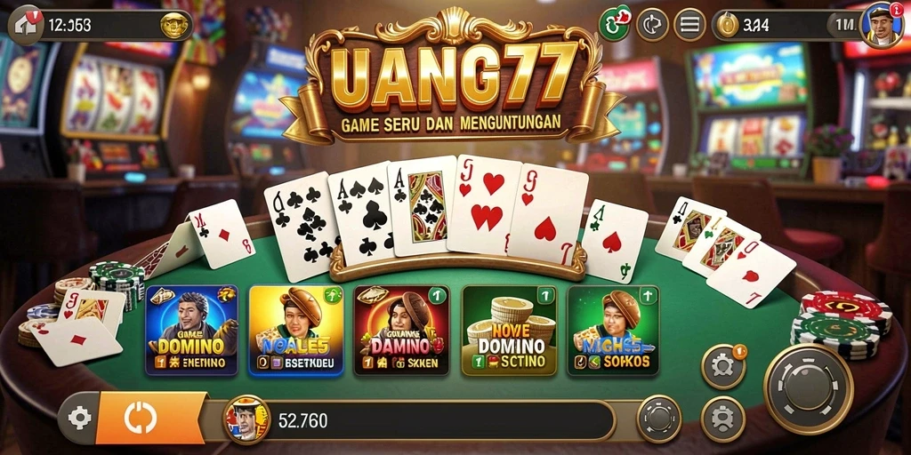 Gameplay seru Domino di UANG77 dengan teman-teman.